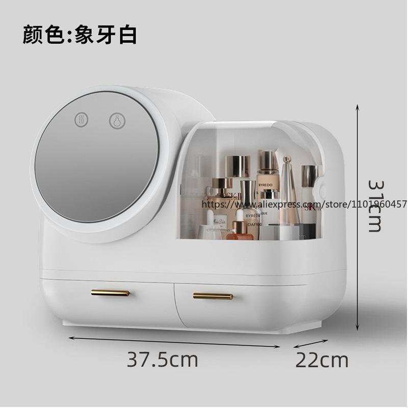 Creative LED Cosmetic Storage Box Large Capacity Dustproof Organizer Rack for Skincare Perfect for Vanity Tabletop Viral Style