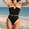 Elegant Chic Halter Neck Slim Fit One Piece Swimsuit For Women