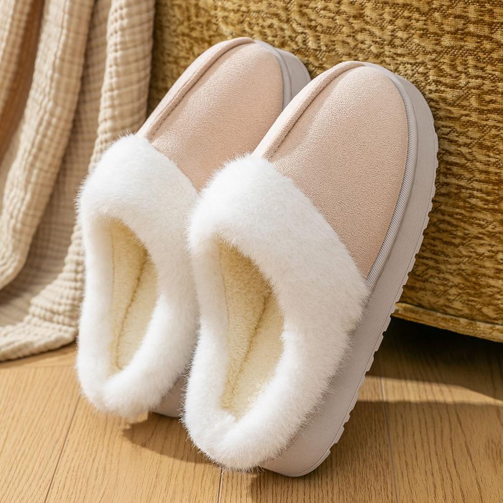 Vinter Tjocksulade Bomullstofflor för Kvinnor, Halkfria och Omslutande Varma Hemtofflor i Fuskpäls, Snökängor, Bomullsskor