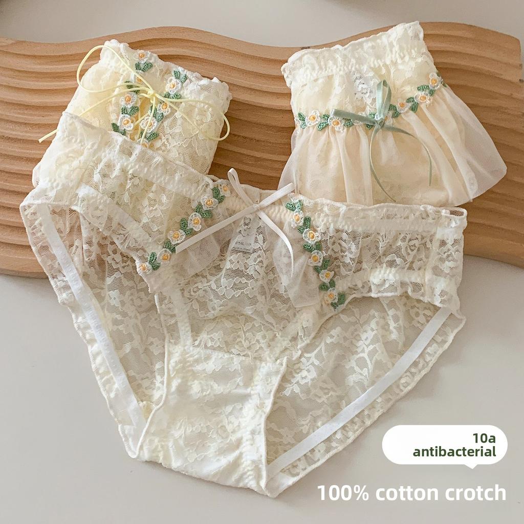 Slip Triangle Respirant en Coton pour Femme - Été Nouveau Sexy Doux Dentelle Fil