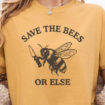 Salva Le Api O Altrimenti Maglietta, T-shirt Grafica Vintage con Ape Bombus, Maglietta Comfort Colors