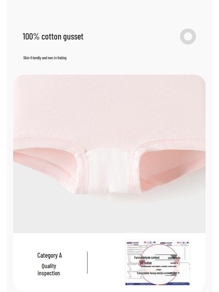 Balabala Girls' Cotton Boxer Shorts - 3-Pack, No-Wedgie, Skin-Friendly, Small to Large Sizes