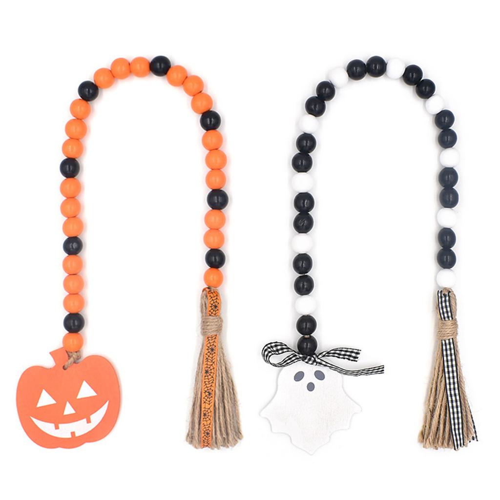 Gruselige Halloween-Perlenkette mit Hexenhut und Fledermaus-Quaste für Spukhaus-Dekoration und Party-Atmosphäre