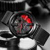 Sanda Men's 1061 Waterproof Leather Strap Watch with Trendy Hollow Dial