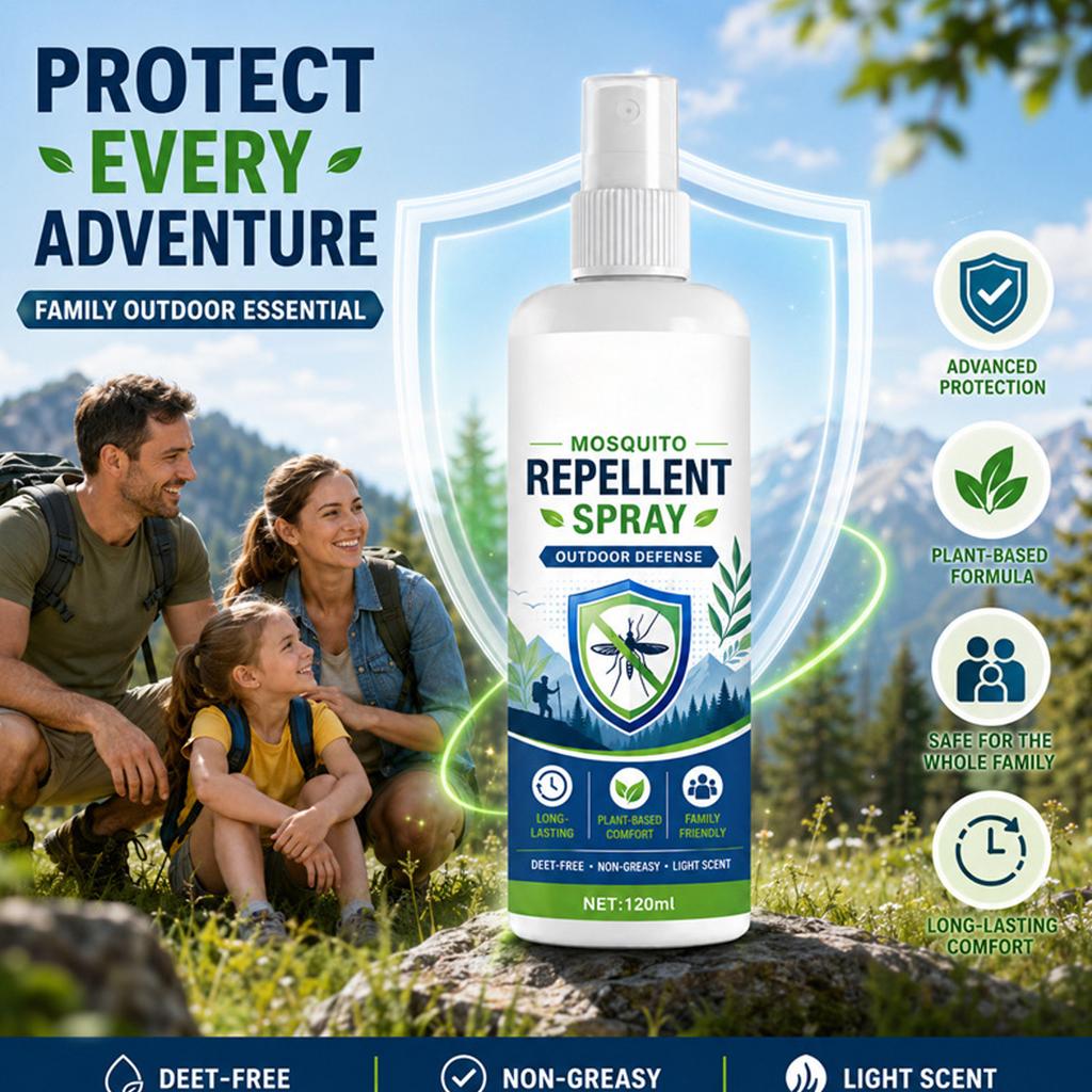 Mückenschutzspray 120ml Langanhaltend Pflanzenbasierte Formel Nicht fettend Leichter Duft DEET-frei Outdoorschutzspray für den Familiengebrauch