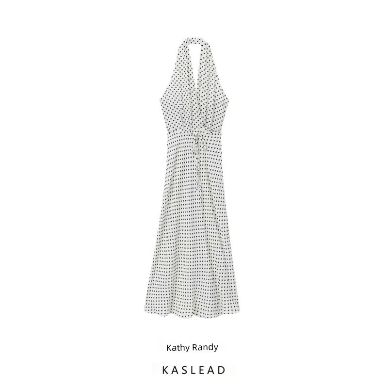 Kaslead New Arrival Women's Clothing Fashion Style Fashion Casual Polka Dot Brace Dress 8150125