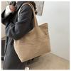 Damen Baumwoll-Tragetasche, Große Kapazität, Reißverschluss, Schulter-Handtasche, Weiche Eimer-Tasche mit Innentasche
