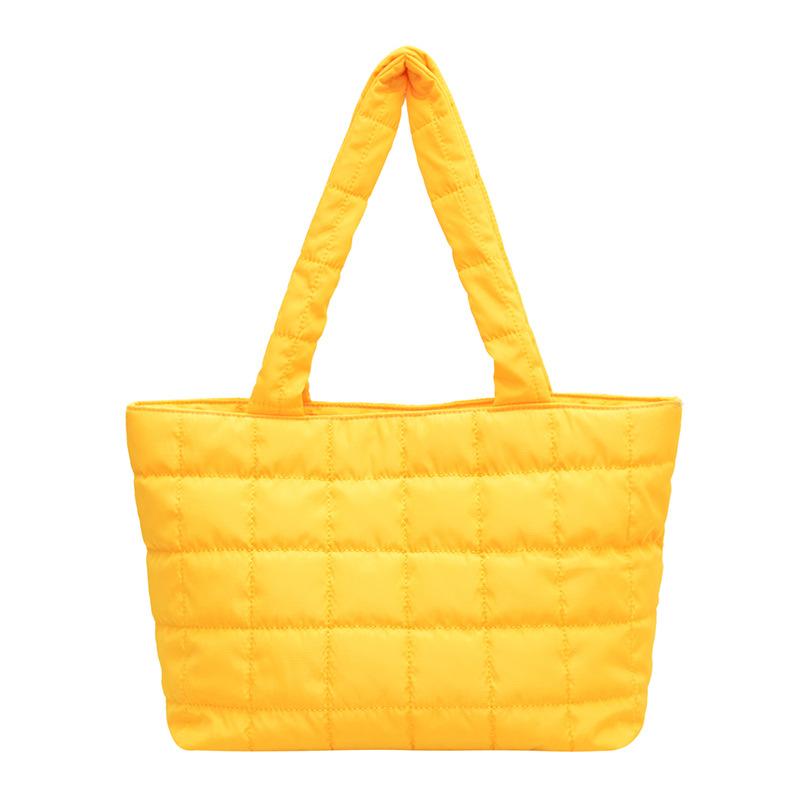 Embroidery Thread, Square Plaid Cotton Clothing Bag, Largecapacity Bag, Women's New Padded Underarm Bag, Shoulder Tote Bag.