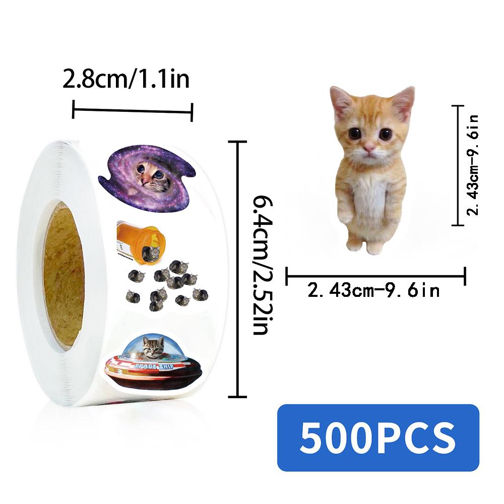 500PCS Cute Cat Roll Stickers Nostalgia Laptop Luggage Harajuku Personalized Coffee Phone Art Landscape Skateboard Sticker