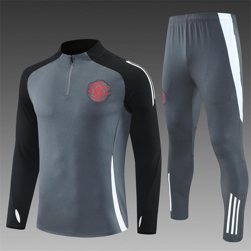 Adult Children'S Manchester United Training Uniform Set Men'S Long Sleeve Football Jersey Autumn & Winter Sports Quick Dry Breathable Casual Suit