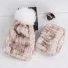 New Fashion Knitted Good Elastic Real Fur Scarf Hat Sets Women Winter Warm Natural Rex Rabbit Fur Scarves Hats Sets