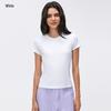 Damen Sommer Sport Kurzarm Schweißableitendes Crop Top - Schlankmachendes Yoga Fitness T-Shirt