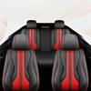 Black+red Perforated PU Leather FULL SET 5-Seats Car Seat Covers Cushion Front & Rear