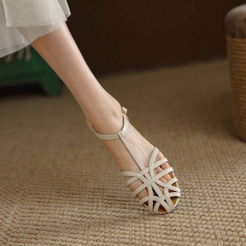 Fashion 2024 Summer Shoes Women's Sandals New Open Toe Low Heel Ankle Strap Sandals for Women Outdoor Dress Office Ladies Heeled Shoes