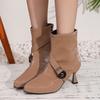 Size 34-45 Women's Medium Heel Fashion Boots Winter Side Zipper Pointed Temperament Boots