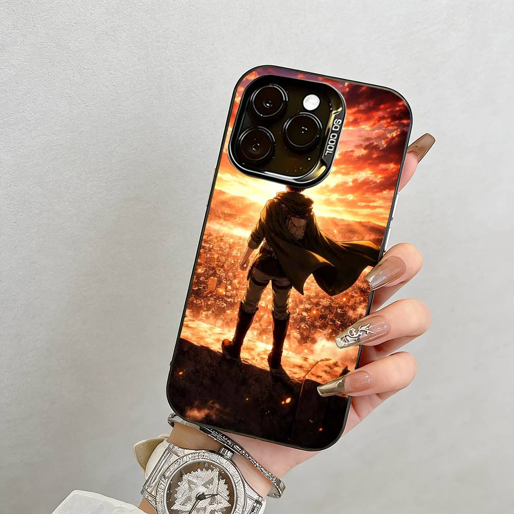 Anime Attack On Titan Phone Case For iPhone 17,16,15,14,13,12,11 Plus,Pro Max,XS,Colorful Silver Black Cover