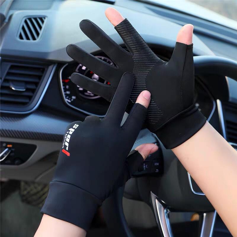 Sunscreen gloves summer ice silk driving cycling fishing non-slip breathable