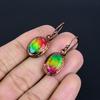 Ammolite Earrings Gemstone Jewelry, Copper Electroformed Handmade Earrings, Latest Design Jewelry