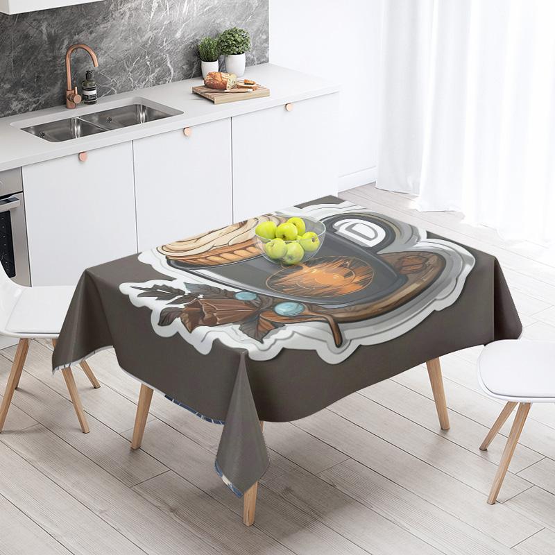 Abstract Art Food Illustration Tablecloth Oil-proof Tablecloth Waterproof Picnic Fabric Nordic Home Decoration