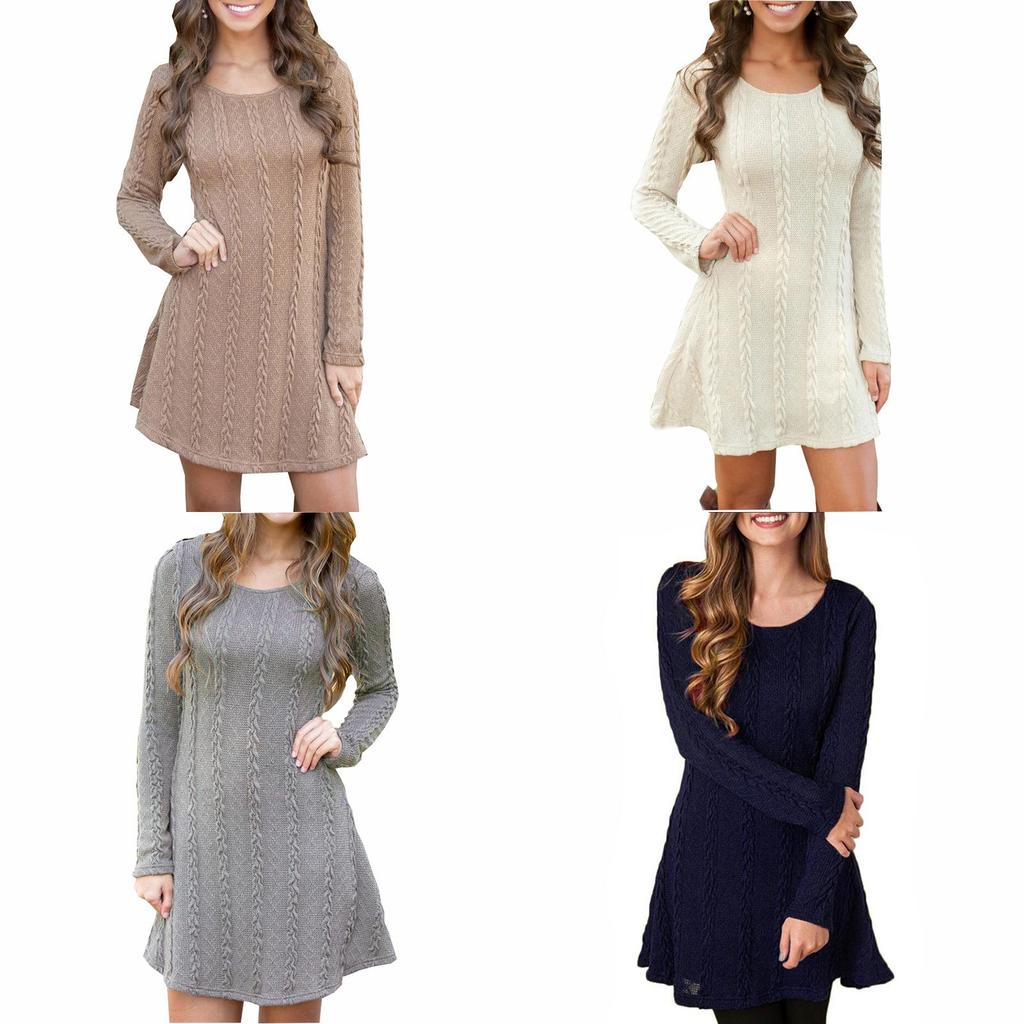 Stylish Women's Knitted Sweater Jumper Mini Dress For Cozy Winter And Autumn Wear