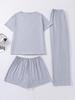 Kälberdruck 3-teiliges Set: Kurzarm-Oberteil, Shorts & Hosen - Niedliche und bequeme Homewear