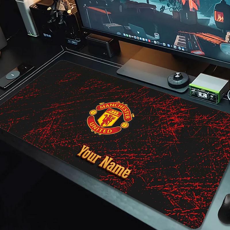 Manchester United F Custom Name Large Size Mouse Pad Large Gaming Table Cushion Non-slip Laptop Tablet Big Mousepad XXL Mat Mini PC Playmat With Lock