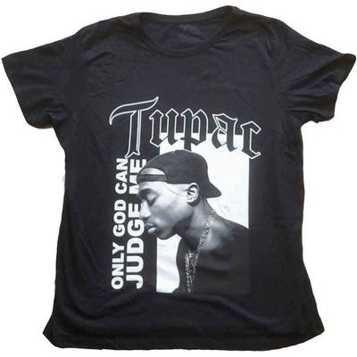 Tupac T Shirt 2Pac Only God Can Judge Me Official Womens Boyfriend Fit Black Size L