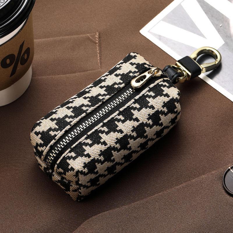 New Fashion Houndstooth Key Bag for Women Multifunctional Card Bag Coin Purse Lipstick Earphone Car Key Storage Bag Key Wallet