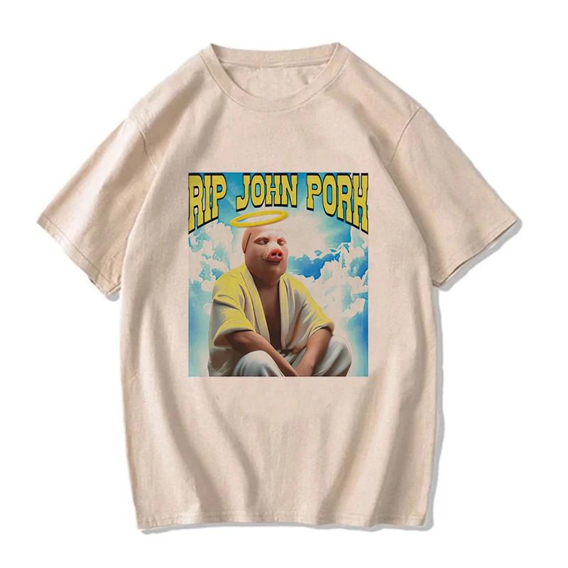 Women Funny Pig Tops Tshirt John Pork Is Calling Answer Call Phone Y2k Tee Shirt Gothic Hip Hop T-shirt Streetwear Clothes