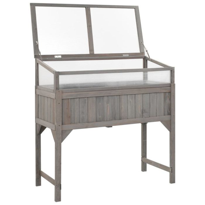 VidaXL Bois de Sapin Massif Lit Surélevé avec Serre Jardinière Bac à Fleurs Pot de Plantes Lit de Plantation Jardin Terrasse 316472