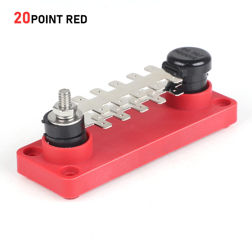 Marine Grade Tab Type Busbar -TTB710N02 20 Points 20A/55A 12V/48VDC Power Distribution Double-Layers Red/Black For Cars RV Boats