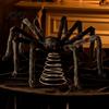 Festive Spider Decorations Halloween Tree Topper, Spooky Large Black Furry Topper Ornament with Spiral Base for Home Party Haunted House Supplies
