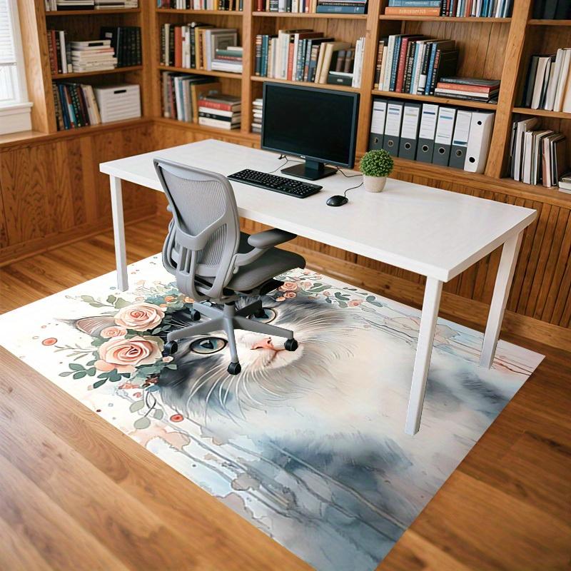 1pc Flower Crown Cat Themed Rug for Home Decor, Non-slip Office Carpet, Chair mat, Outdoor Mat, Christmas and Halloween gifts-0731023