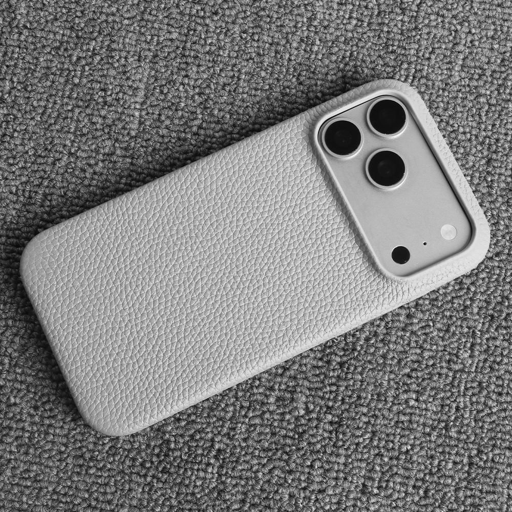 Luxus Echtleder Rindsleder Hülle für iPhone 17 Pro Max 16 15 14 13 12 Natürliches Rindsleder Litschi-Leder Stoßfeste Handyhülle Fundas