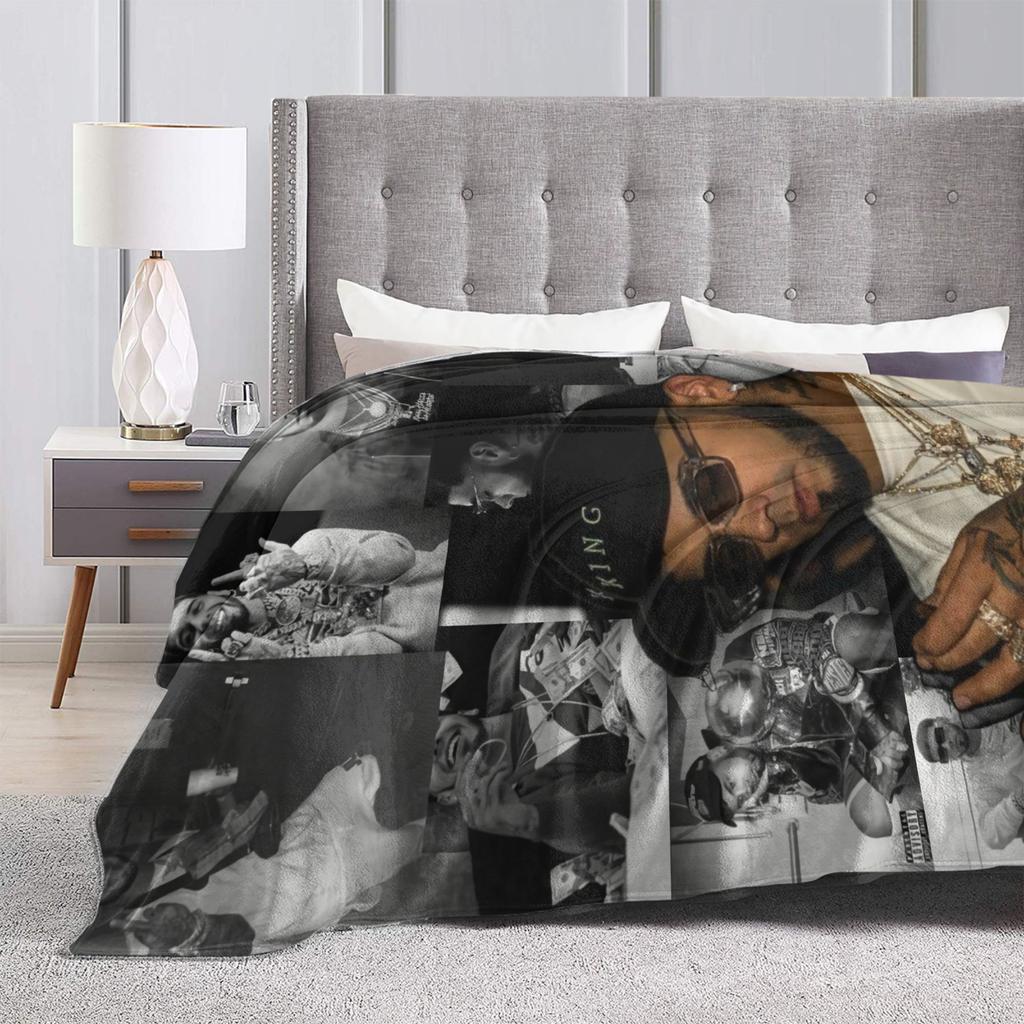 Anuel AA Rapper Blanket Super Warm Graphic Plush Throw Blanket For Couch Bed Airplane Travel Flannel Bedspread Bed Cover