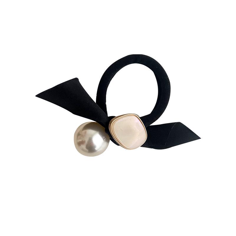 "2023 Pearl Bow Hair Ring: Elegant Headband & Rubber Band Hair Tie"