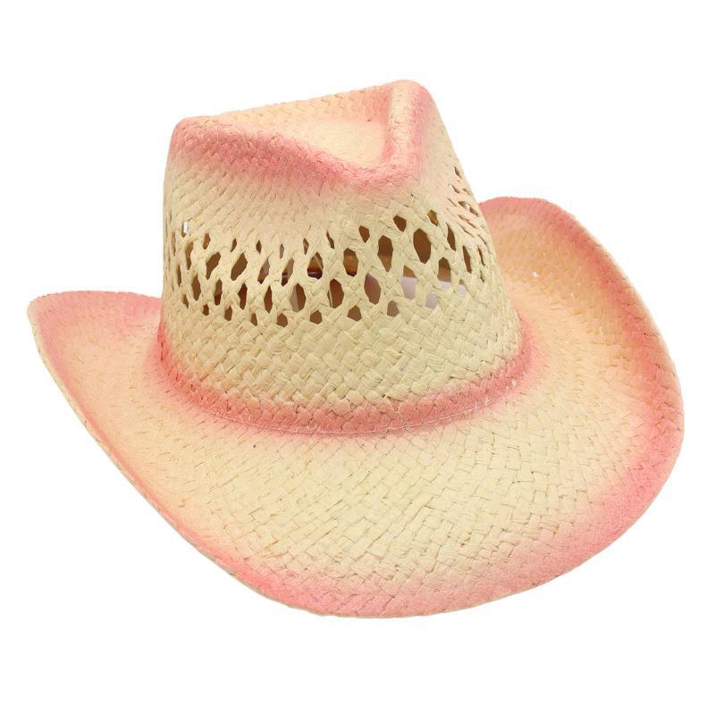 Ethnic Style Pink Beach Hat Seaside Western Cowboy Straw Hat Sun Protection Visor Jazz Hat Men And Women