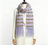 Dolly Para Warm Striped Knit Wool Scarf with Fringe, Winter Cold Protection Accessory (Purple)