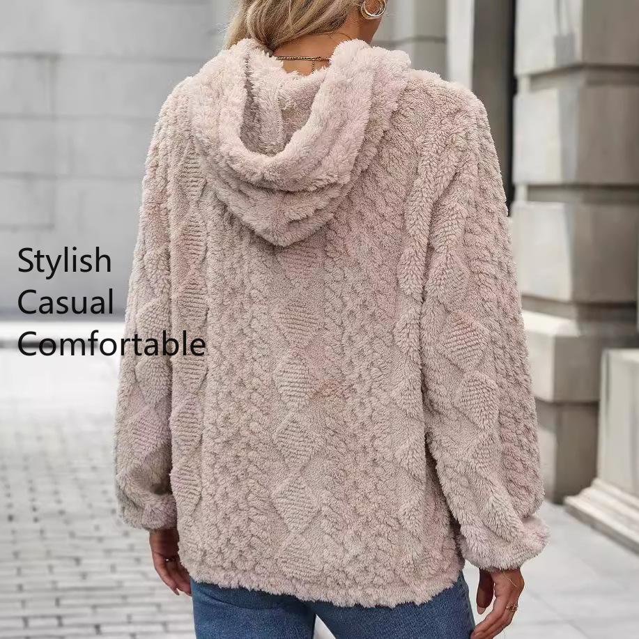 Damemote Uformelt ensfarget trykk Langermet hettegensere og gensere