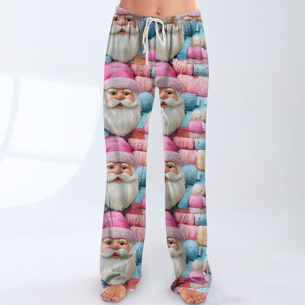 Women's Casual Fashion Christmas Printed Trousers Plush Casual Pants