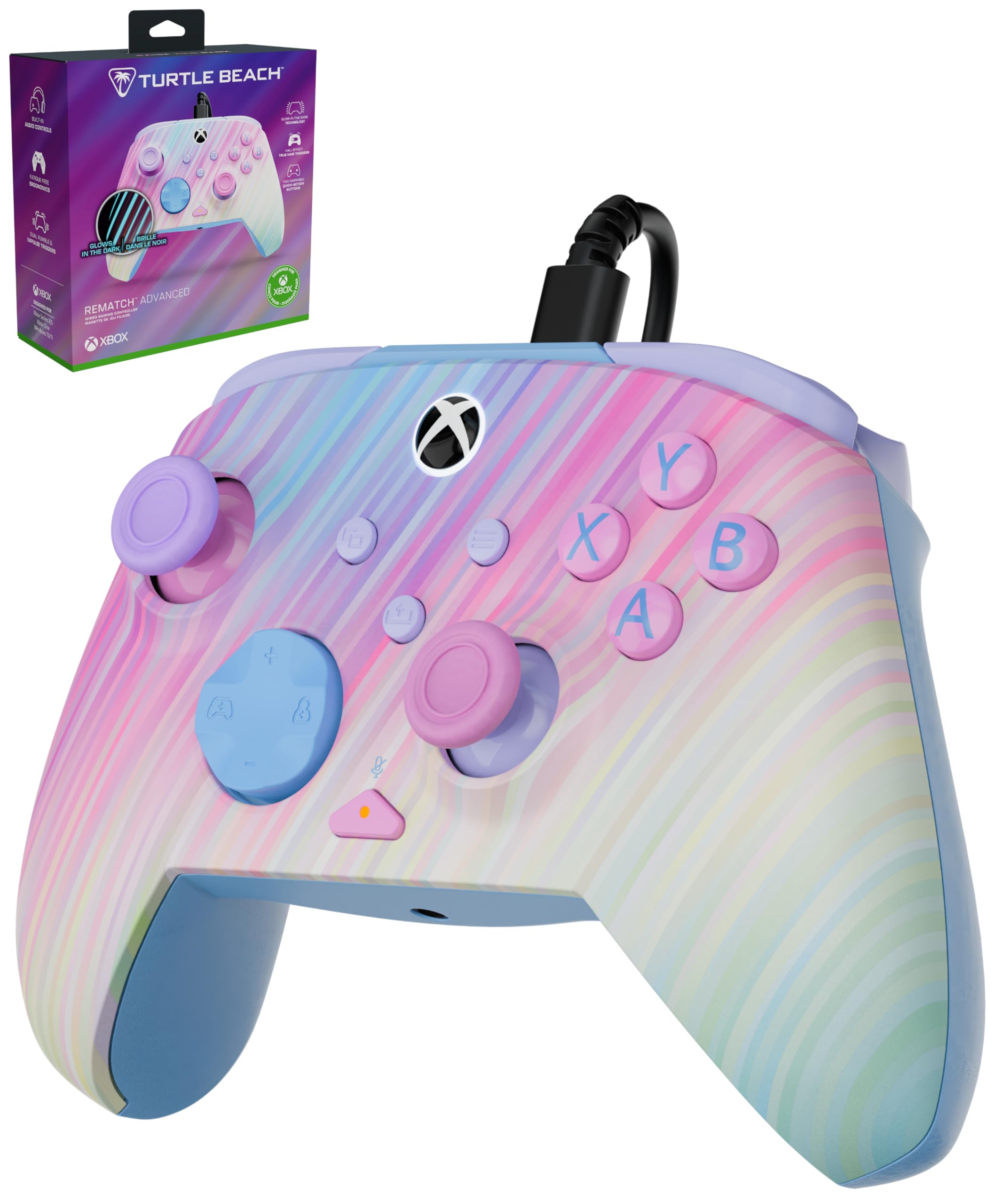 

Officially Licensed Xbox Turtle Beach Rematch Advanced Cotton Wired Compatible with Xbox Series Xbox and Windows PC Hair Mappable Back Audio Dual