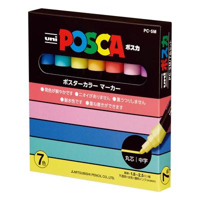Uni Mitsubishi Pencil Posca Medium Round 7 PC5M7C Water-Based Pens, Point, Tip, Colors,