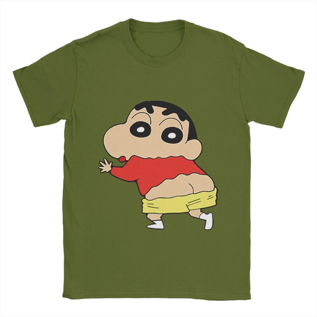 Crayon Shin-chan  T-Shirt Summer  100 Cotton T Shirts For Men Leisure Casual Tshirt Short Sleeve Aesthetic Clothes