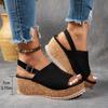 Leopard Wedges Sandals Women's Platform Shoes Summer Slippers 2025 Beach Walking Ankle Strap Pumps Zapatos De Mujer