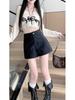 2023 Women's High Waist Slimming PU Leather Hot Pants - Sexy Black Petite Leggings