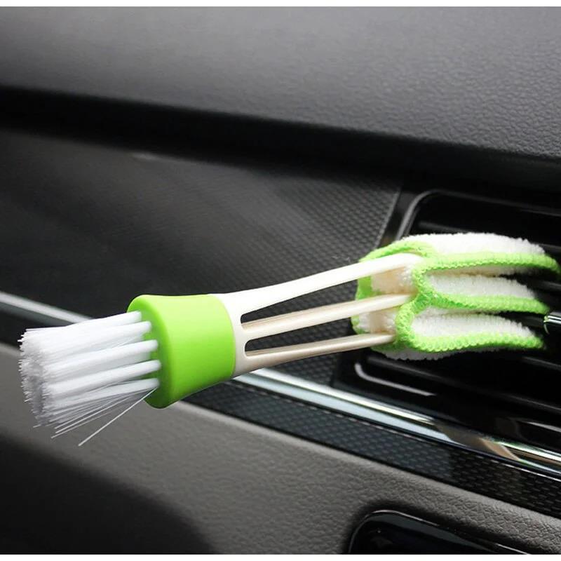 Multifunction Car Air Vent Cleaner Mini Double-end Micro Fiber Vent Duster Removable Cloth Cover Portable Cleanup Brush For Car