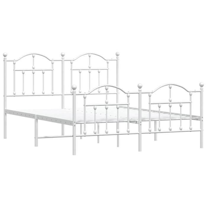 VidaXL Metal Bed Frame with Headboard-Footboard White 140x200cm 353507
