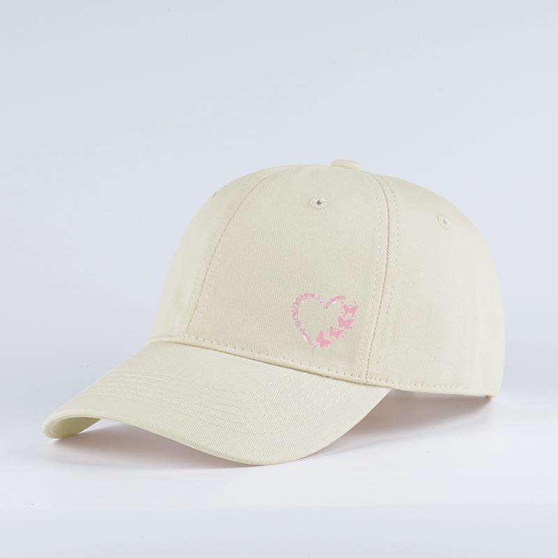 

Butterfly Heart Print Baseball Cap Adjustable Unisex Gift For Girlfriend & Romantic Lovers молочный белый