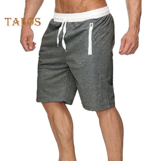 Pantaloni scurți pentru bărbați, cu talie elastică, cu șnur ajustabil, pantaloni scurți sport casual, culoare solidă, cu design de buzunar, pantaloni scurți de fitness