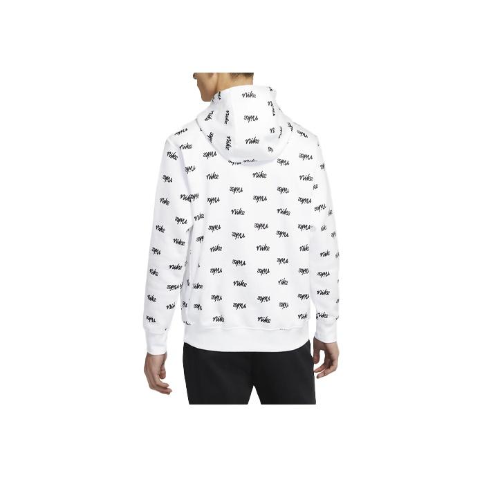 Nike Sportswear Club Full-Print Letter Logo Hoodie Long Sleeve Sweatshirt Men Tops White DC8091-100
